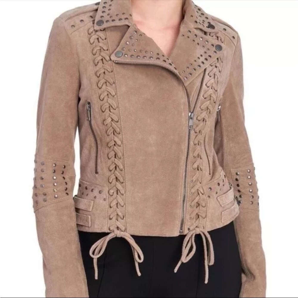 Bagatelle Taupe Suede Moto Jacket